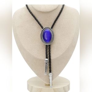 New silver and blue bolo tie approximately 40"
